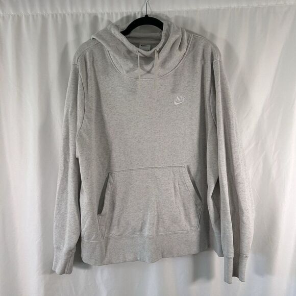 Nike Hoodie Women's 1X Grey Drawstring Pullover Pockets Embroidered - Picture 1 of 9